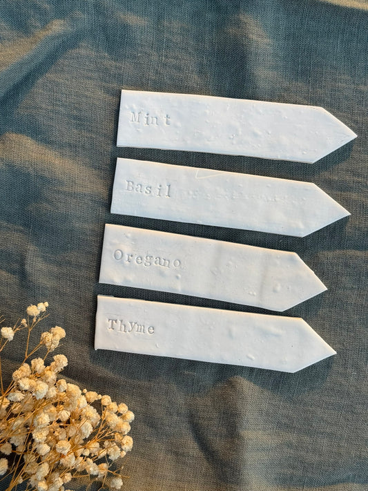 Handmade Clay Herb Garden Stakes