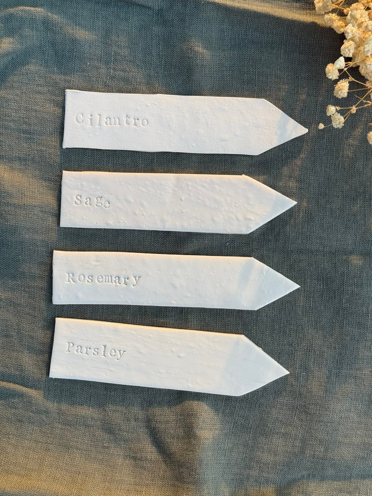 Handmade Clay Herb Garden Stakes