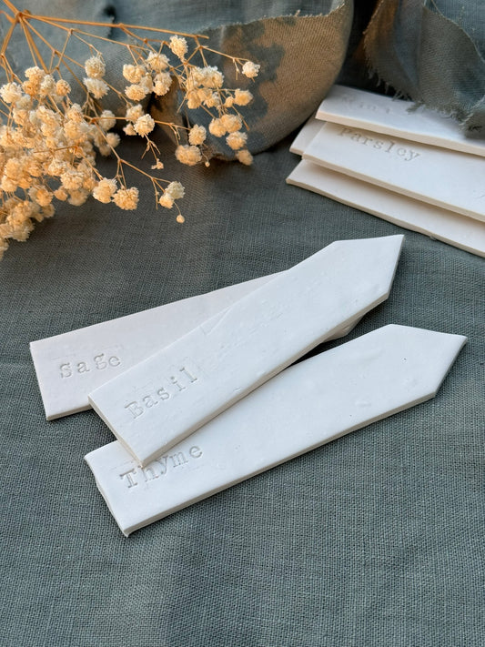 Handmade Clay Herb Garden Stakes
