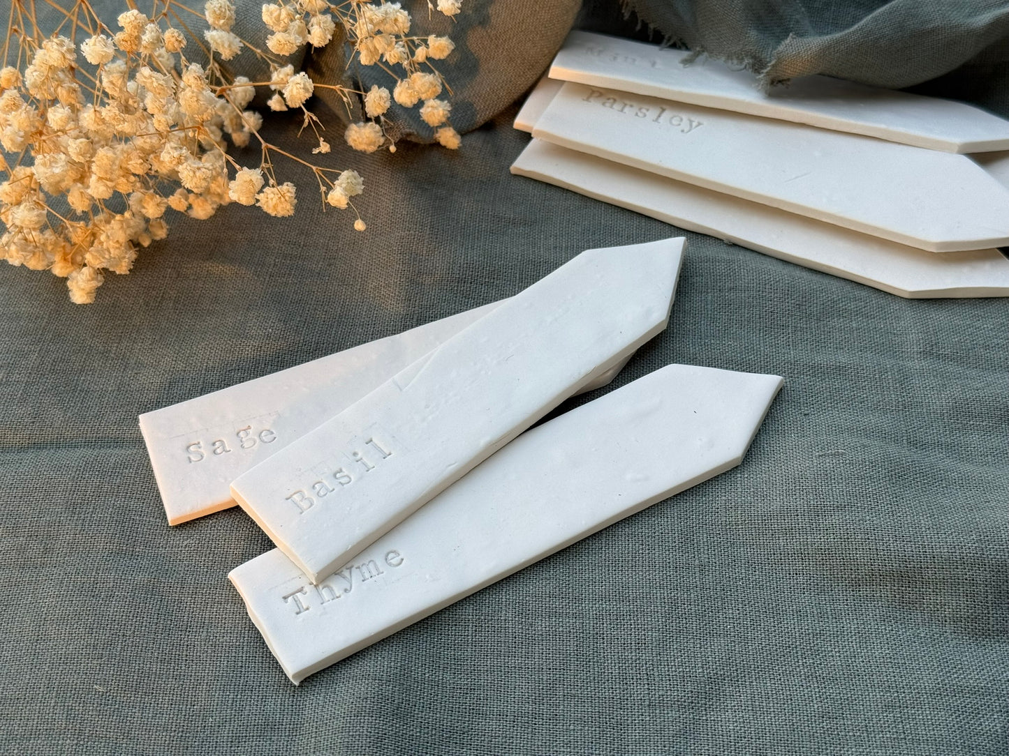 Handmade Clay Herb Garden Stakes